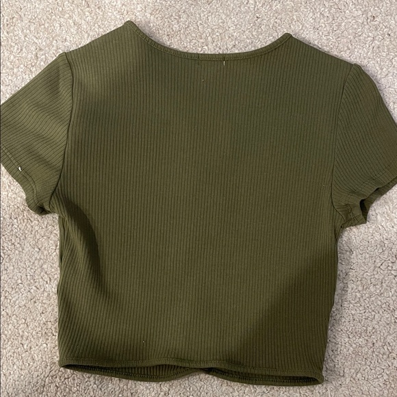 Olive Green Ribbed Cut-Out Top - Picture 3 of 4